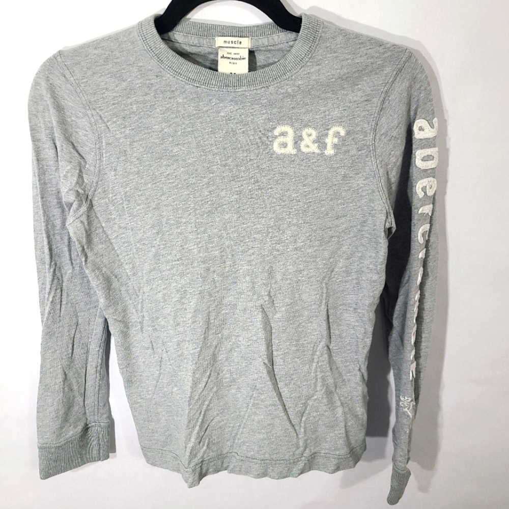 Abercrombie Kids Boys Muscle Size Medium M Long Sleeve Shirt Top Gray
